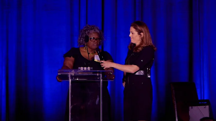 Julie Foudy Recognizes Grand Prize Winner Charlean Crowell on stage