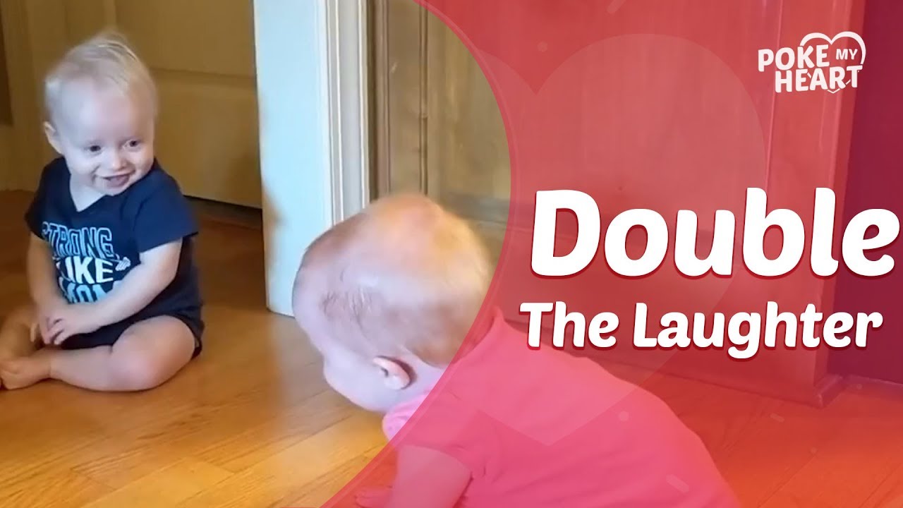 Twin Babies Laugh Uncontrollably Looking at Each Other