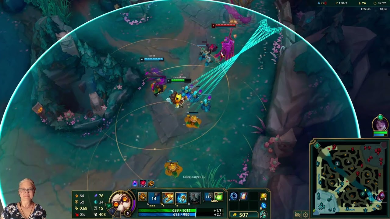League of Legends bot game Kai'sa Heimerdinger vs Jax and 2 bots (Warwick and Nautilus)