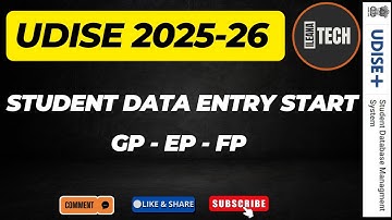 Student Data Entry Live || UDISE 2025-26 || GP-EP-FP || iLeana Tech