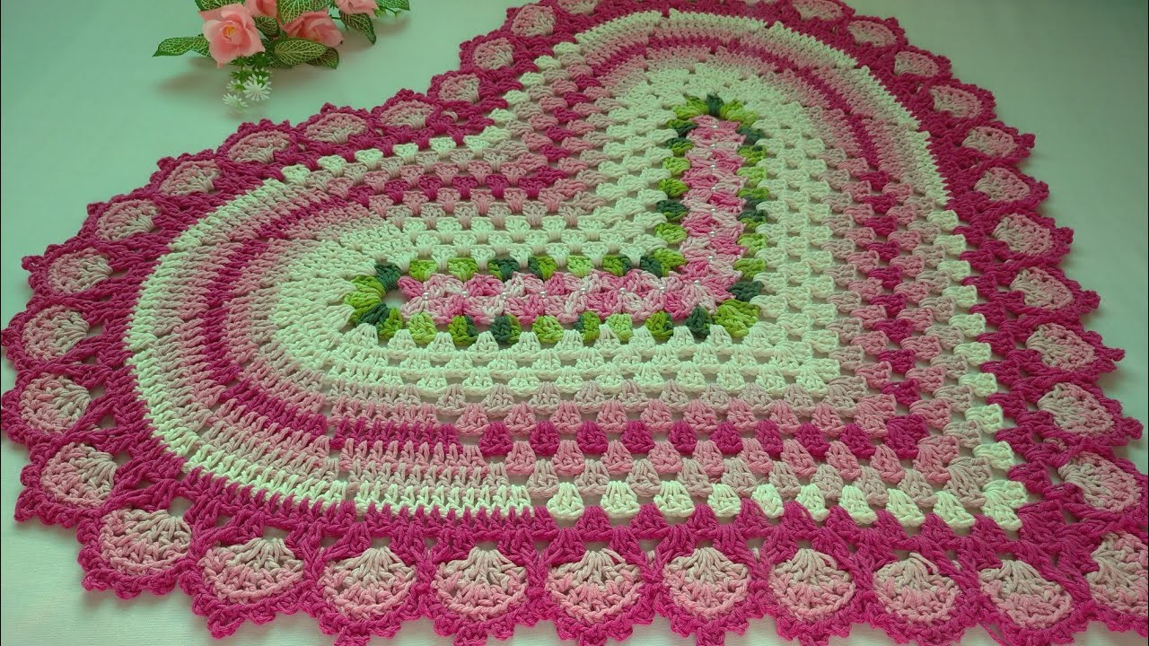 💞 Tapete de Coração em Espiral com a base de Florzinha _ Super Fácil 80x60 Apenas 435gr NOVIDADE !