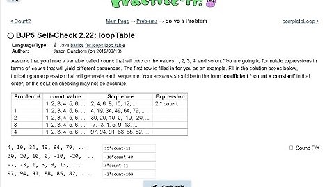 Java Practice It || 2.22 loopTable || for loop