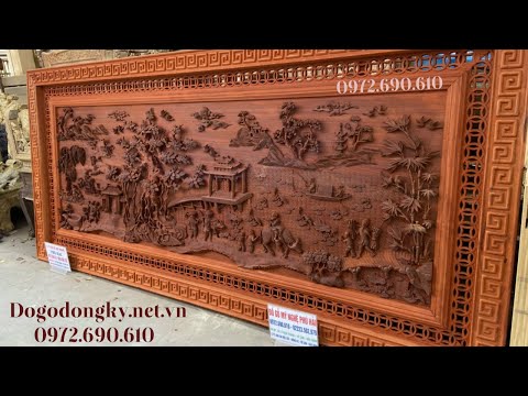 " Siêu Phẩm" TRANH KHẮC GỖ ĐỒNG QUÊ Rộng 3.8m Nguyên Tấm Giá Trên 100 Triệu