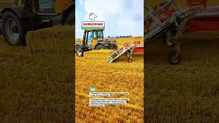 Powerful Tractor Hauls Massive Straw Load Across Fields #Farming #Tractor #Harvest