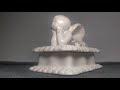 aged white ceramic stoneware statue container ring jewelry box angel floral