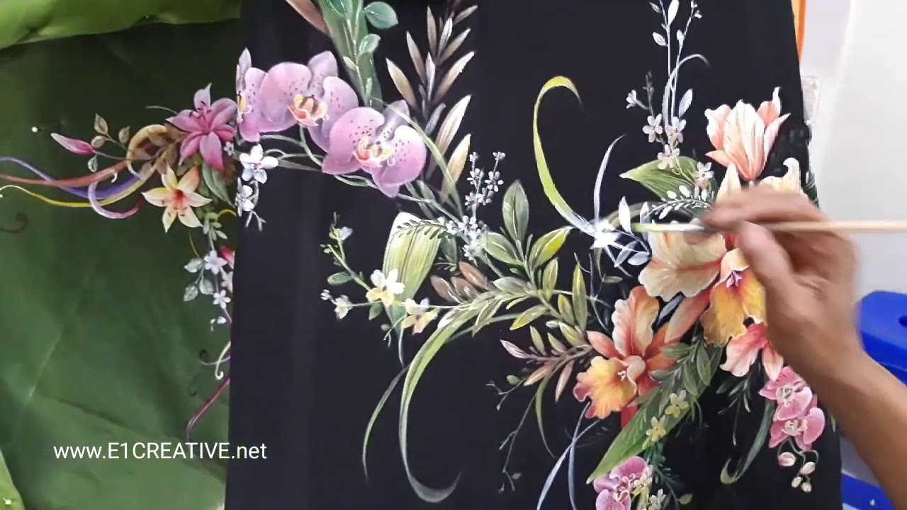 Cara Finishing Desain  Lukis Kain Bunga Anggrek Di  Baju  