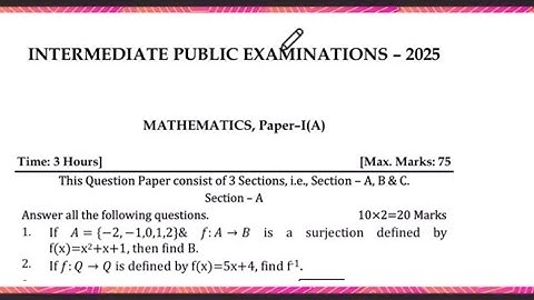 Ap Inter First year Maths1A 💯💯V.imp Public 2024-25 | Ap Inter 1st year  Maths1A 🥳Practice Paper 2025