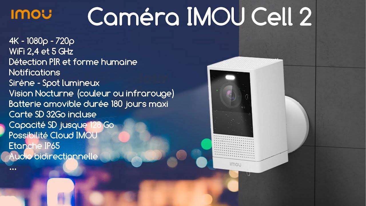 Camera 4K Imou Cell 2 - WiFi 2.4 et 5GHz - Batterie longue durée 