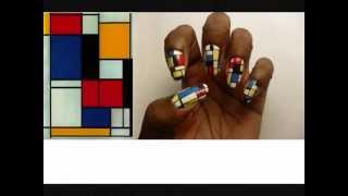 Piet Mondrian Colour Blocking Nail Art Design