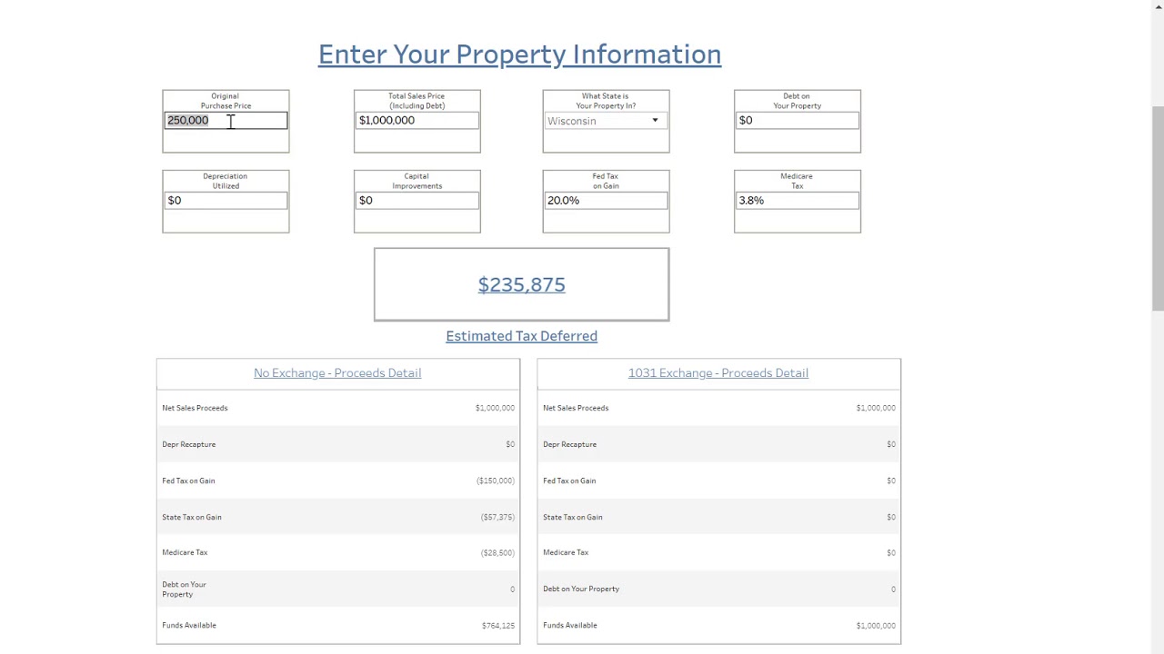 1031 Exchange Calculator - YouTube