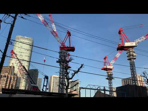 64階325m,64階262m,54階237m「虎ノ門・麻布台地区第一種市街地再開発事業」の様子 2020年12月26日撮影