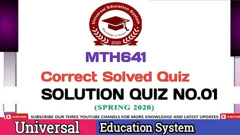 MTH641 COrrect Quiz Spring 2020