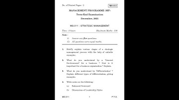 MS - 011  December 2021 Question Paper