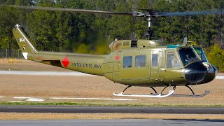 UH1H Huey N354HF Comanchero : Training Flights ,Engine Startup, UP Close Takeoff, and more