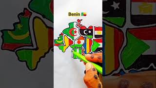 Draw Flag Map of Benin 🇧🇯 #benin #flag #map #drawing