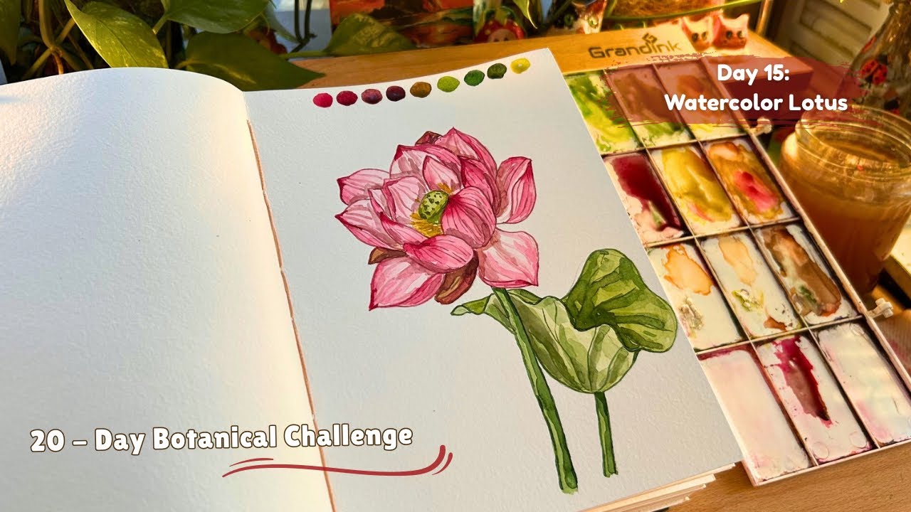 How to Paint a Lotus in Watercolor 🪷 | Calm Real-Time Botanical Art | White Nights Watercolor ✨