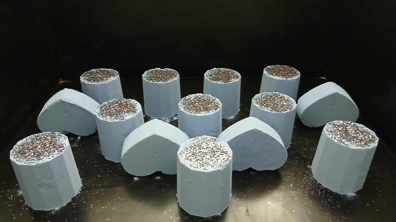 ASMR baking soda crush blue soft satisfying video