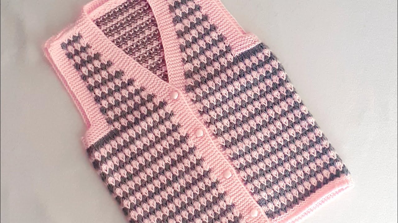 ÇOK İSTENEN İKİ RENKLİ DAMLA MODELLİ BEBEK YELEĞİ YAPILIŞI (2-3 Yaş)