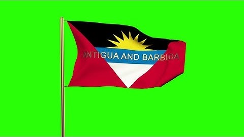 Antigua And Barbuda Flag With Title Waving In The Wind. Looping Sun Rises Style. Stock Animation