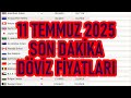Anlık Döviz Fiyatları, 11 Temmuz 2025, Dolar, Euro, Leva, Frank, Ley, Sterlin, Yuan, Ruble, Dinar,