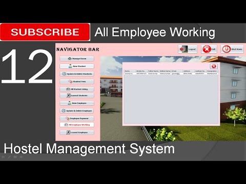 12. Hostel Management System in java - All Employee Working Page (JFrame, Mysql Database, Netbeans )