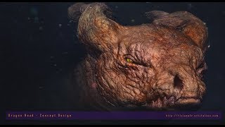 Dragon Head Scales Texturing - Concept Design - Speed Sculpting - Tiziana F. Ruiu