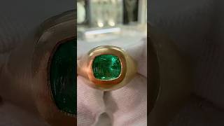1.30 Carat East to West Colombian Emerald Gypsy Ring in 14K Yellow Gold Fine Jewelry