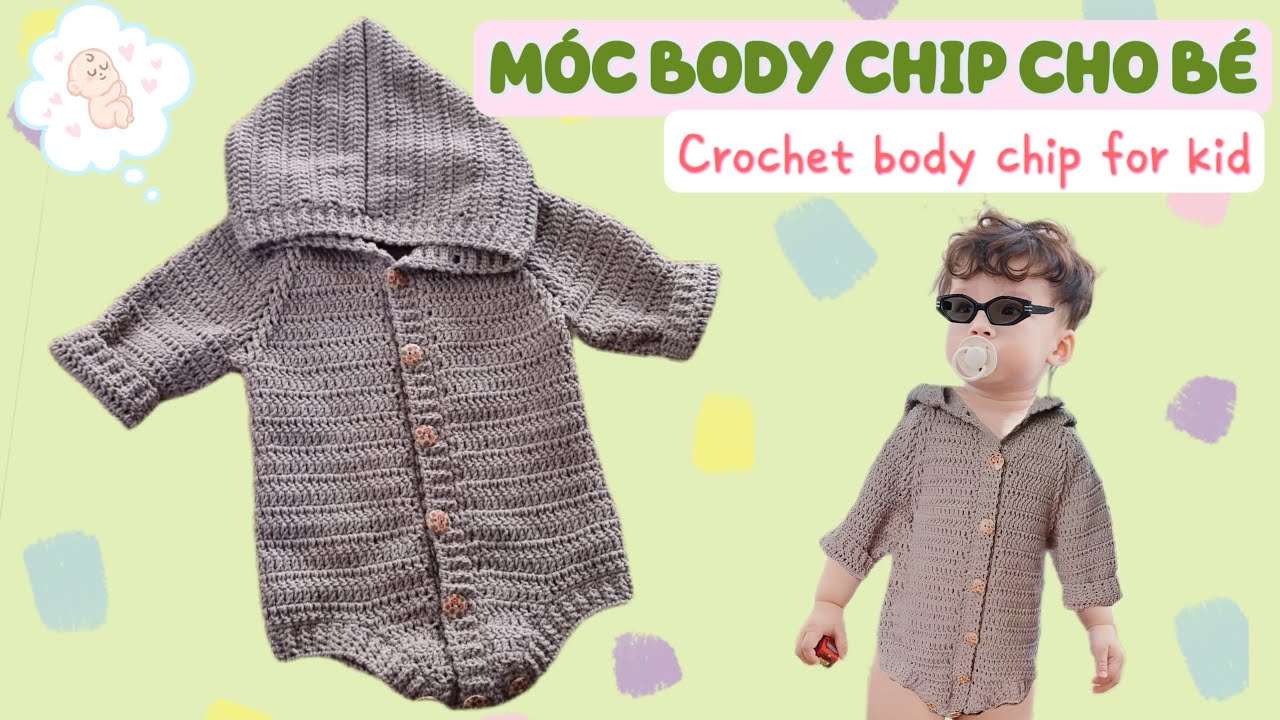 Bài 411: Crochet body chip for kid | Móc body chip cho bé | yếm liền quần | Bi Do Handmade