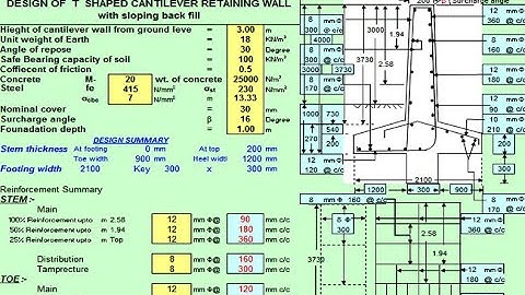 Retaining Wall Design Spreadsheet