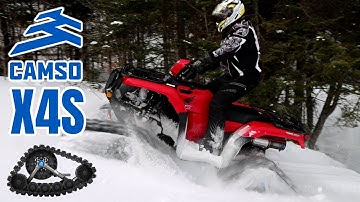 Camso X4S ATV track system in the deep snow with a Honda Rubicon 520