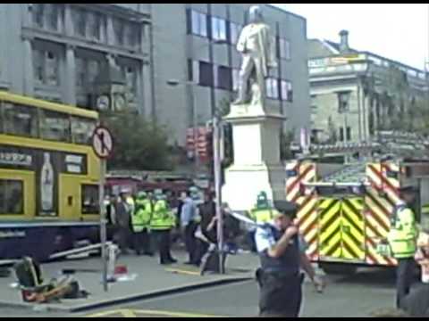 www.fm104.ie The scene of a crash between a Dublin Bus and a Luas at the junction of O'Connel Street and Abbey Street, September 16 2009