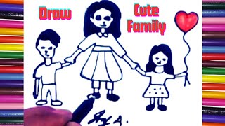 How To Draw A Cute Family ❤️