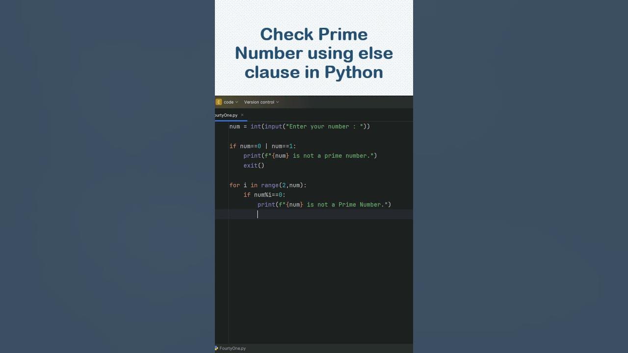 Check Prime Number using else clause in Python #shorts #short #coding # ...