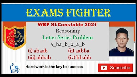 WBP SI/Constable 2021 Prelims Exam || Reasoning || Letter Series ||