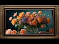 Framed tv art flower bouquets with smooth jazz