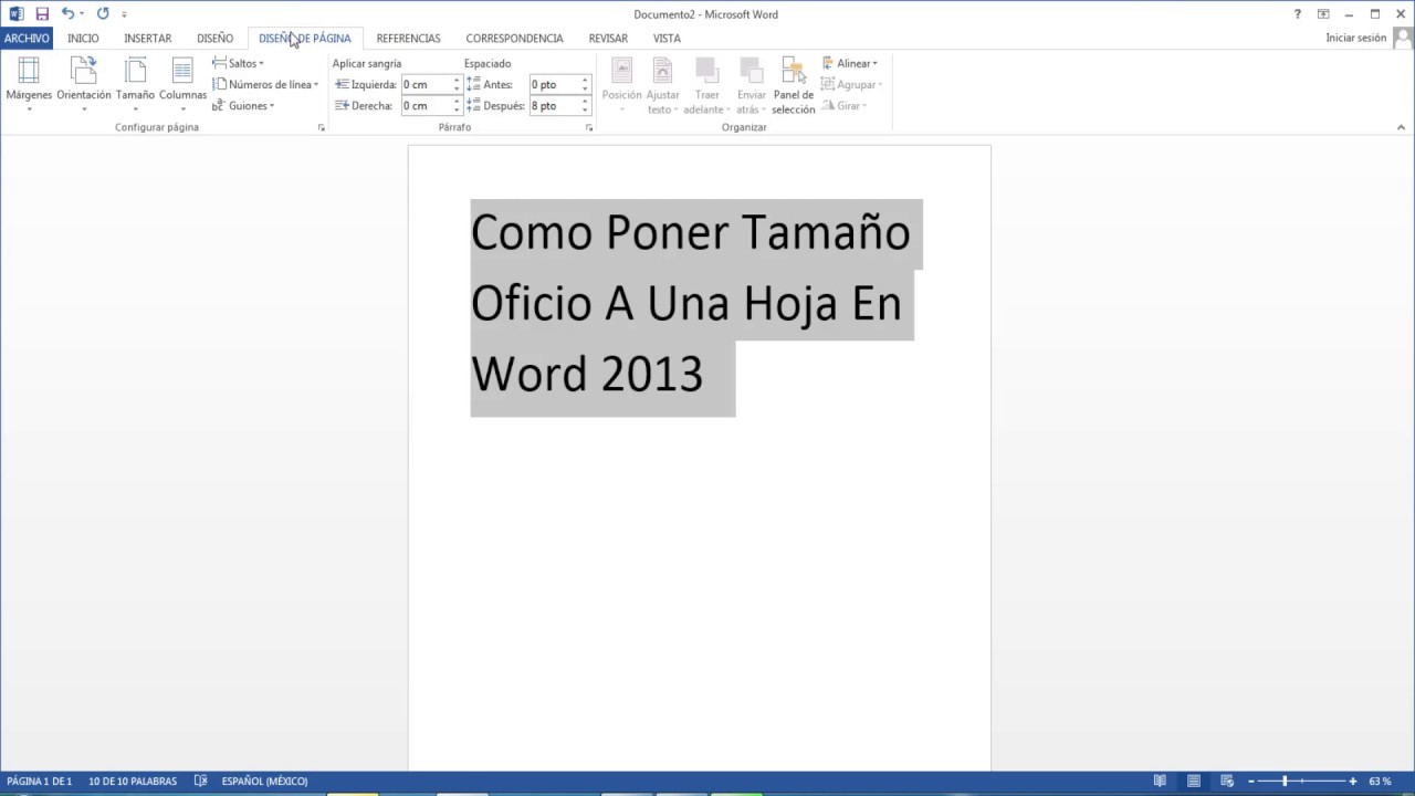 Camión golpeado Fanático Lírico Como Poner Tamaño Oficio A Una Hoja En Word 2013 - YouTube