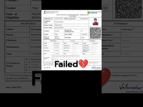 I Failed but Never Give Up❌ | IIT Motivation | JEE Mains Result 2024📝 #jee#result#iit#iitjee#shorts