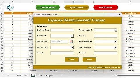 Expense Reimbursement Tracker in Excel