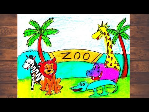 Cartoon Zoo Animals Children's Nursery Mural Wallpaper, Nursery Wall Decor  - Etsy