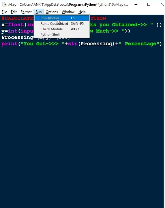 CALCULATE PERCENTAGE USING PYTHON #coding #pythonforbeginners #shorts ...