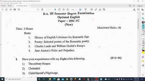 Analysis of III Semester Optional English Question Paper of Gulbarga University