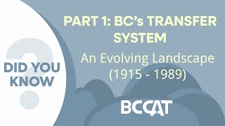 BC'S TRANSFER SYSTEM: An Evolving Landscape (Part 1)