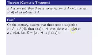 Mathematical Analysis Class 8: Cantors Theorem: Proof