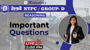 RAILWAY NTPC/ GROUP D SERIES | Reasoning | Important Questions | By Jaishri Mahendras
