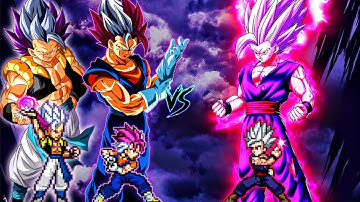 Vegito Ultra Ego Instinct OP & Gogeta Ultra Ego Instinct OP VS Gohan Beast V2 OP in JumpForce #mugen