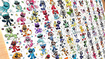 Drawing All Monsters Smiling Critters Cardboard Style ( Poppy Playtime Chapter 3 )