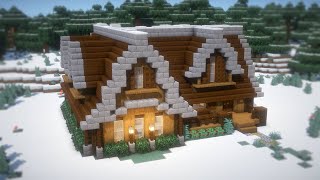 Minecraft: How To Build a Winter Cabin (House Build Tutorial)(#44) | 마인크래프트 건축, 겨울 집, 야생기지, 인테리어