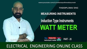 Electrical measuring instruments// Induction type wattmeter//part 26// suresh nedumpulli