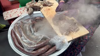 Korean Sausage With Pig Uterus Sell By Grandma | Gwangjang Market In Korea | Korean Street Food