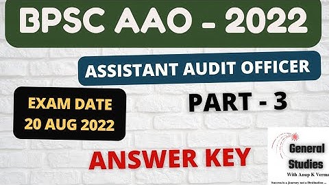BPSC AAO 2022 | Part - 3 | ANSWER KEY  | Exam date : 20 Aug 2022